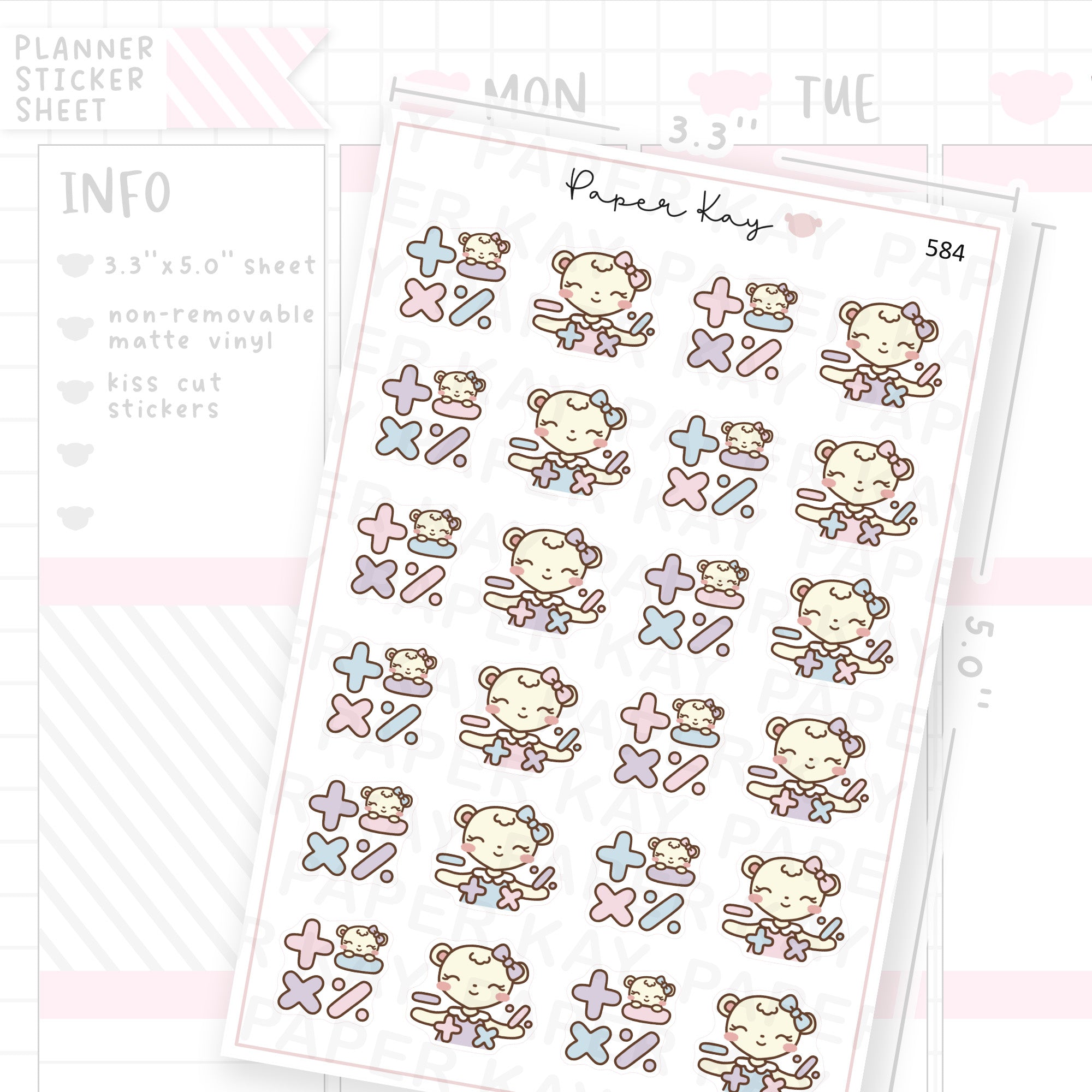 Maths Planner Sticker Sheet