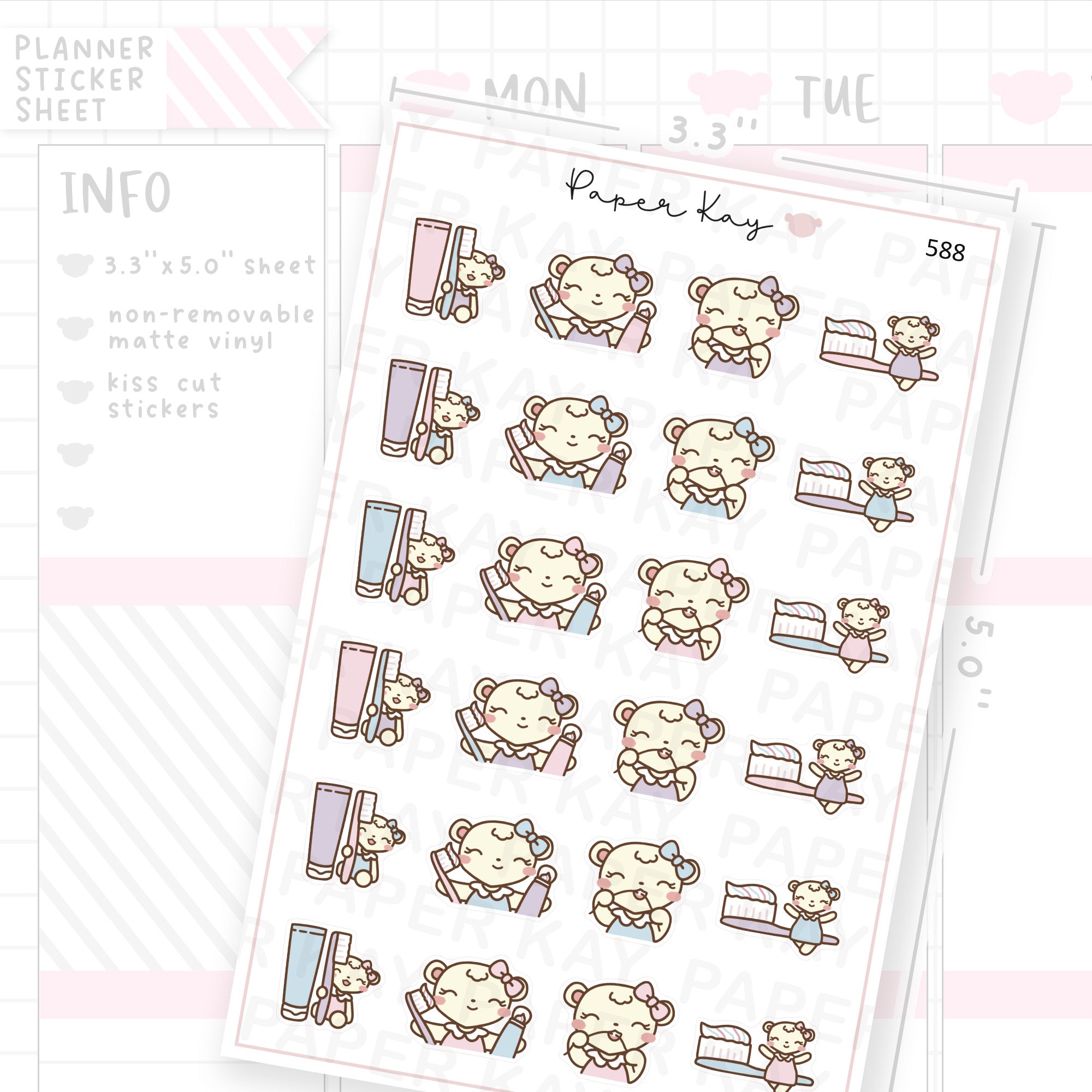 DTB Brushing Teeth Planner Sticker Sheet