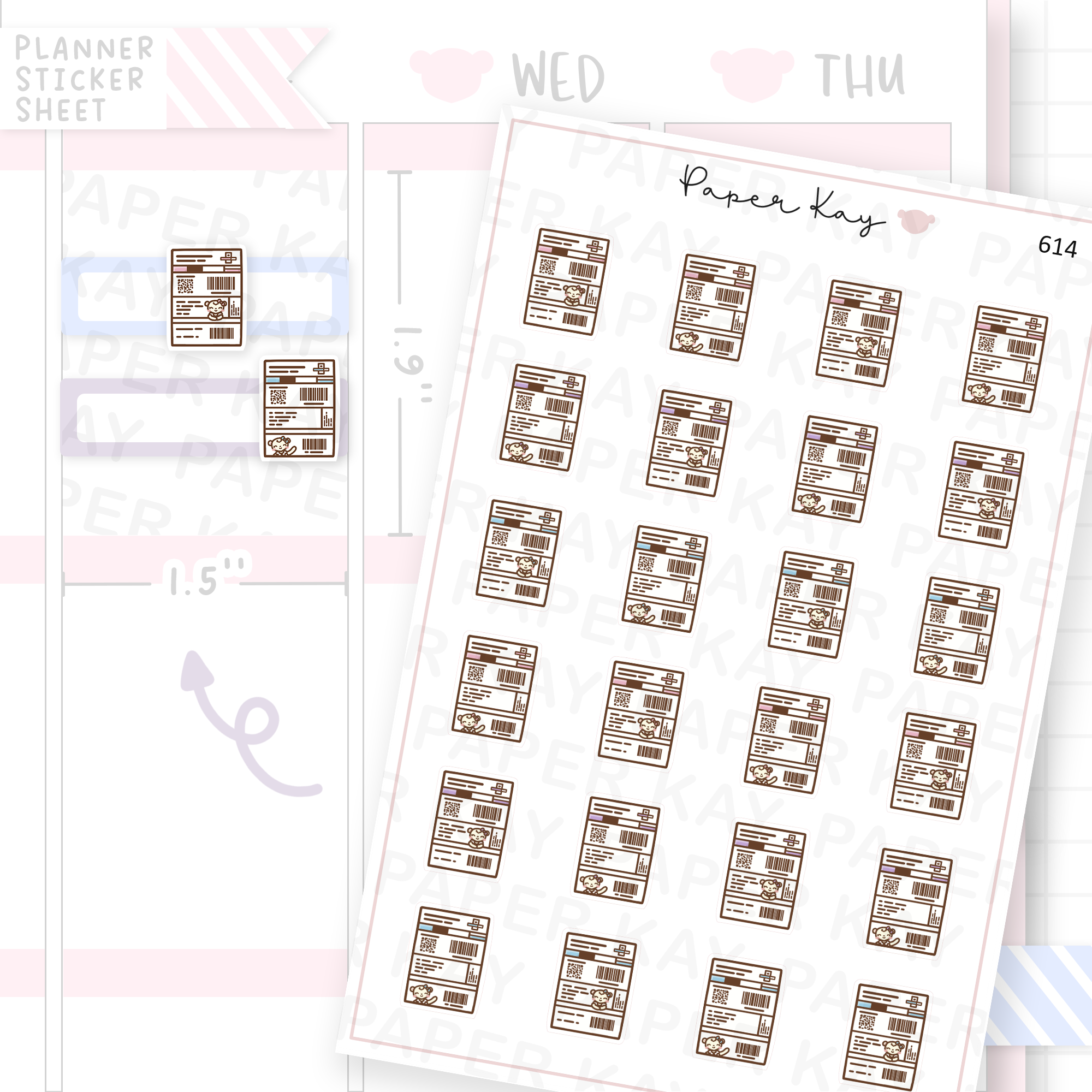 Dot the Bear Postage Label Planner Sticker Sheet