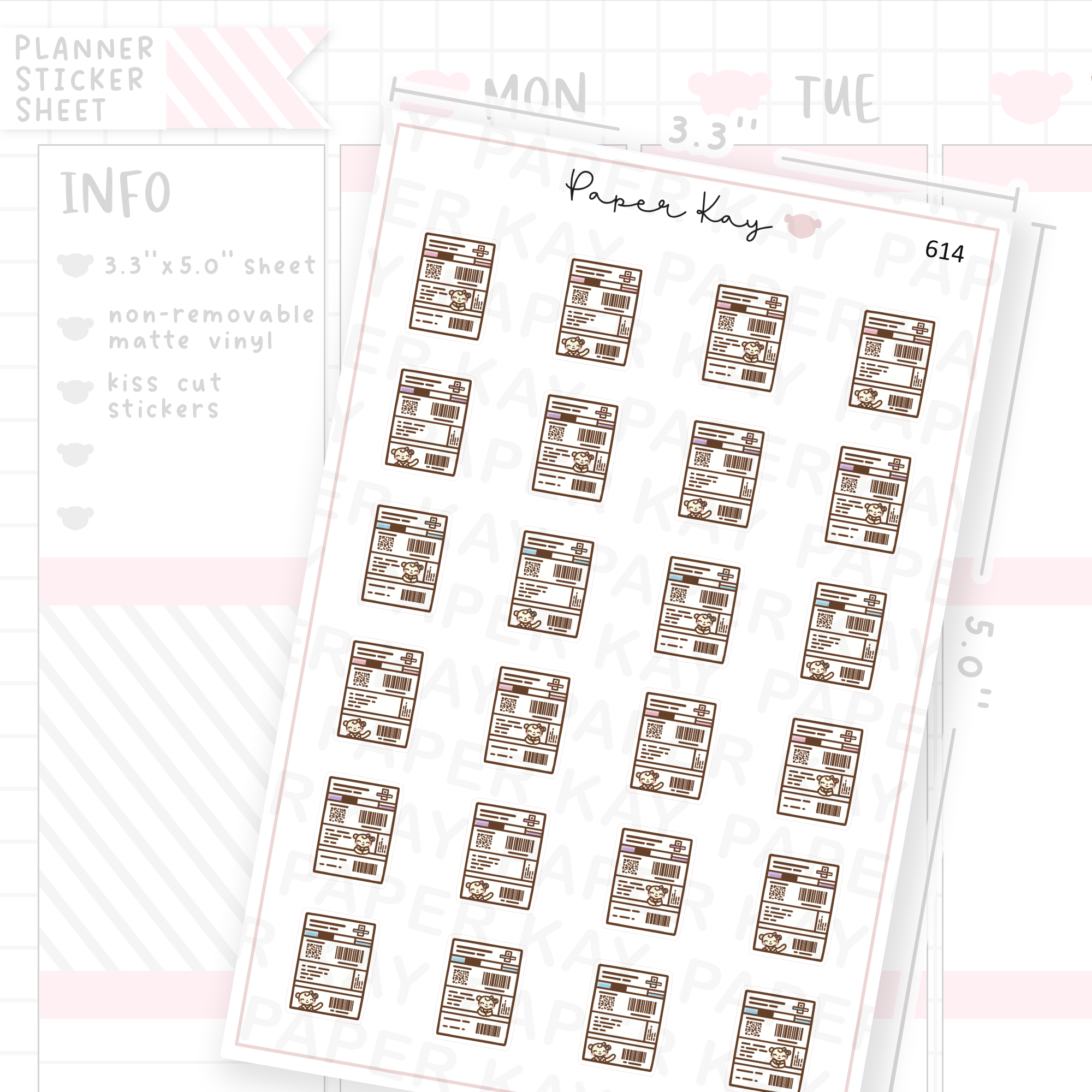 Dot the Bear Postage Label Planner Sticker Sheet