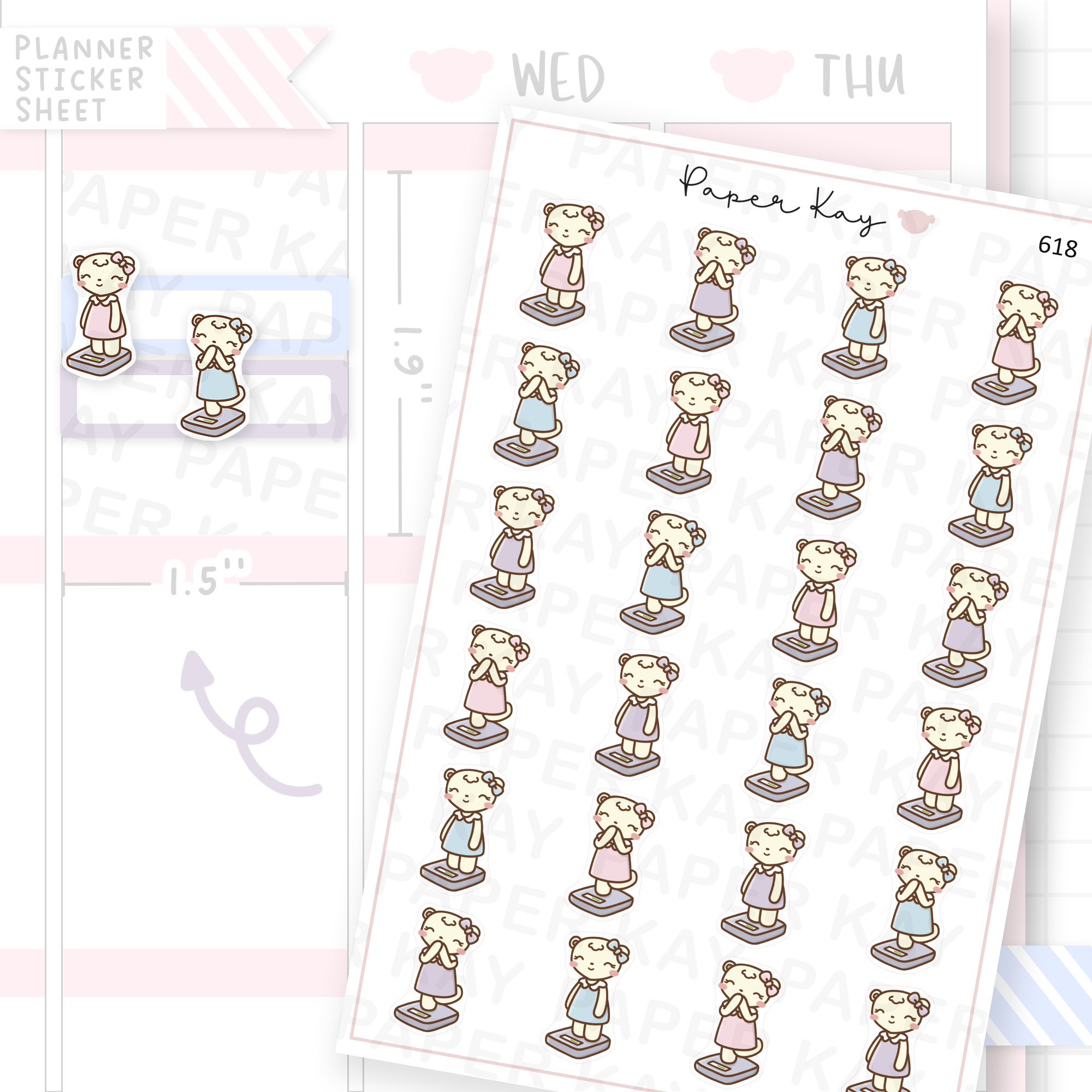 Happy/Content DTB on Weighing Scales Planner Sticker Sheet