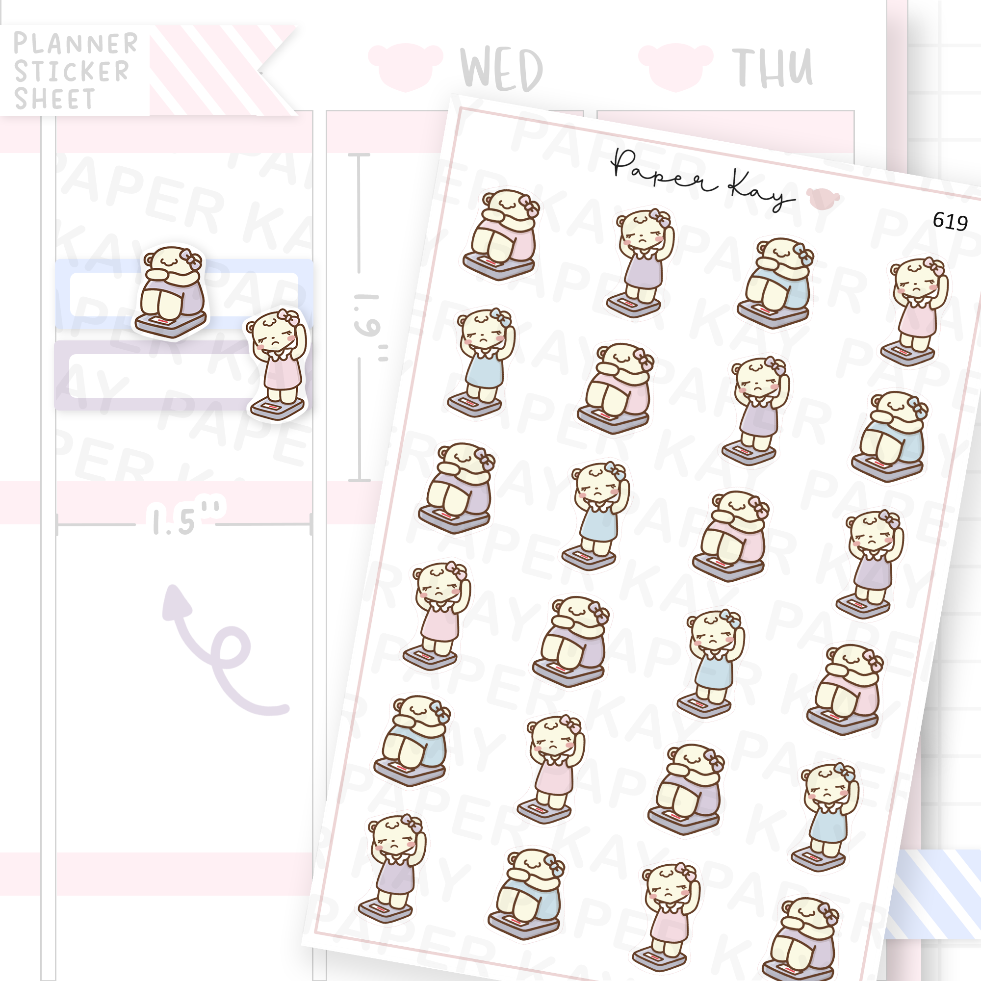 Sad/Disappointed DTB on Weighing Scales Planner Sticker Sheet