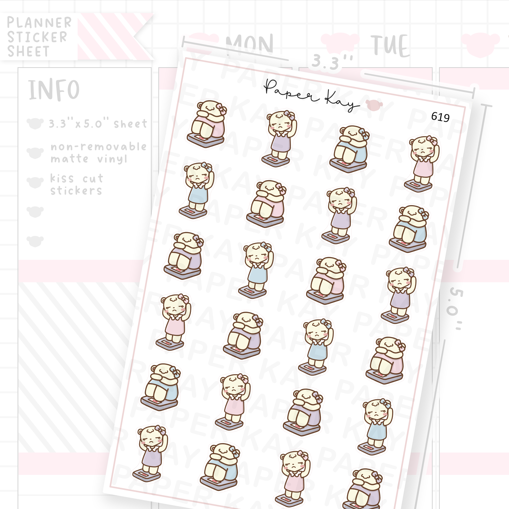 Sad/Disappointed DTB on Weighing Scales Planner Sticker Sheet