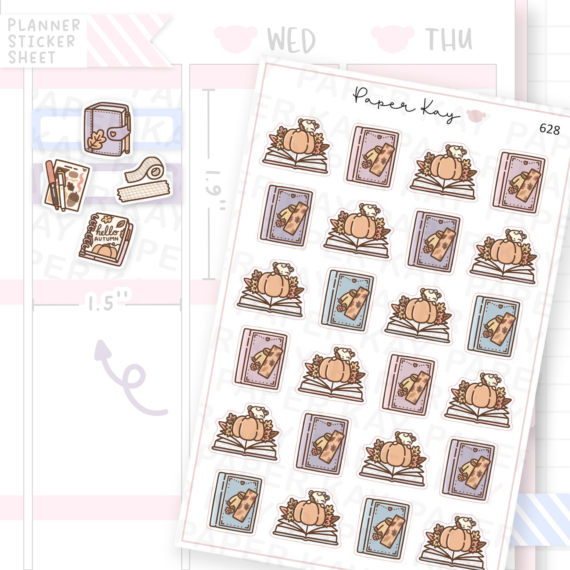 Dot the Bear Autumn Reads Planner Sticker Sheet