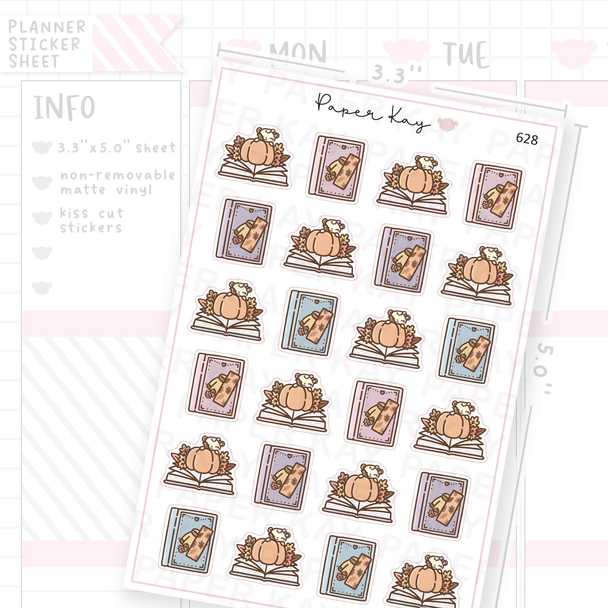 Dot the Bear Autumn Reads Planner Sticker Sheet