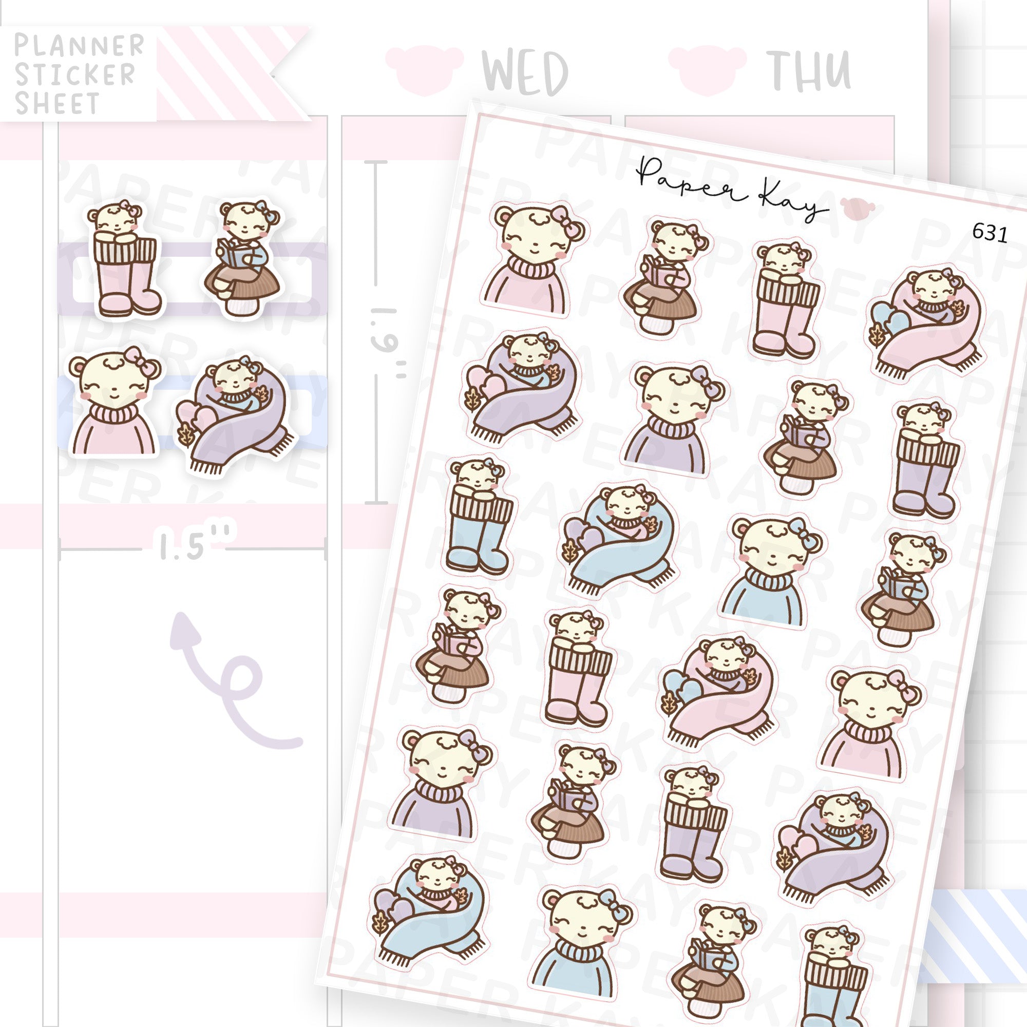 Autumnal Dot the Bear Planner Sticker Sheet