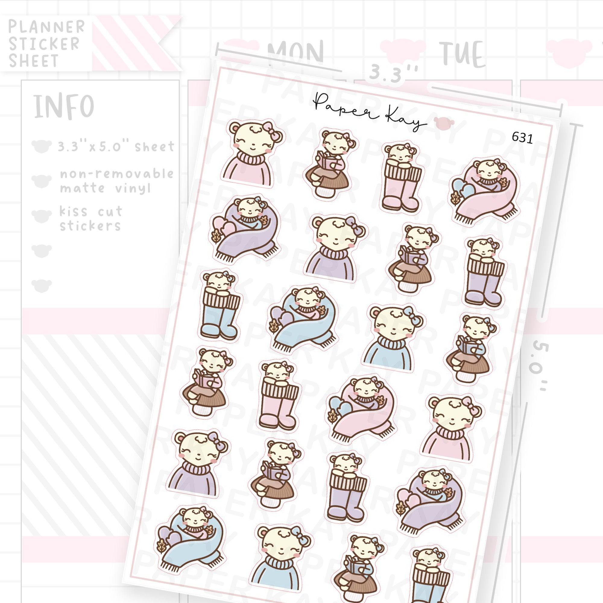 Autumnal Dot the Bear Planner Sticker Sheet