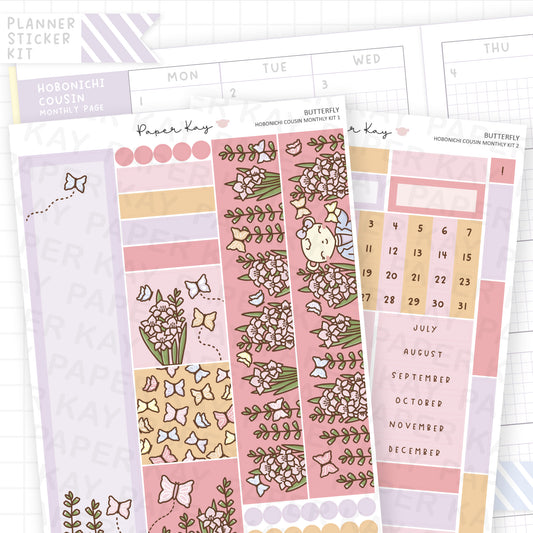 Butterfly Hobonichi Cousin Monthly Sticker Kit