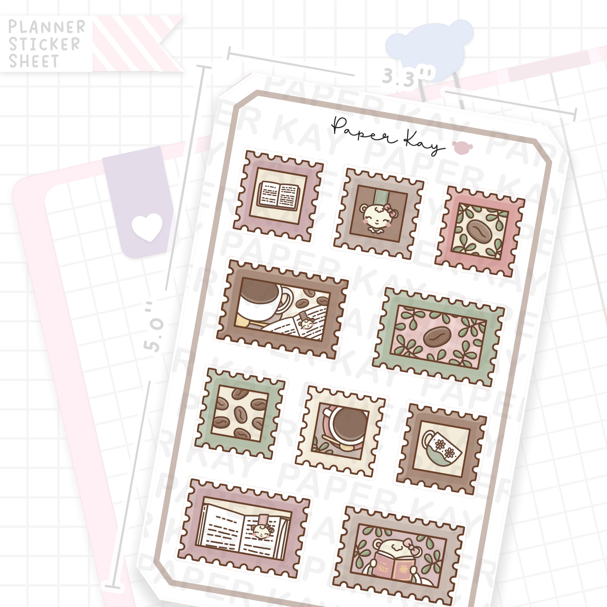 Coffee Books Stamps Bujo Deco Stickers