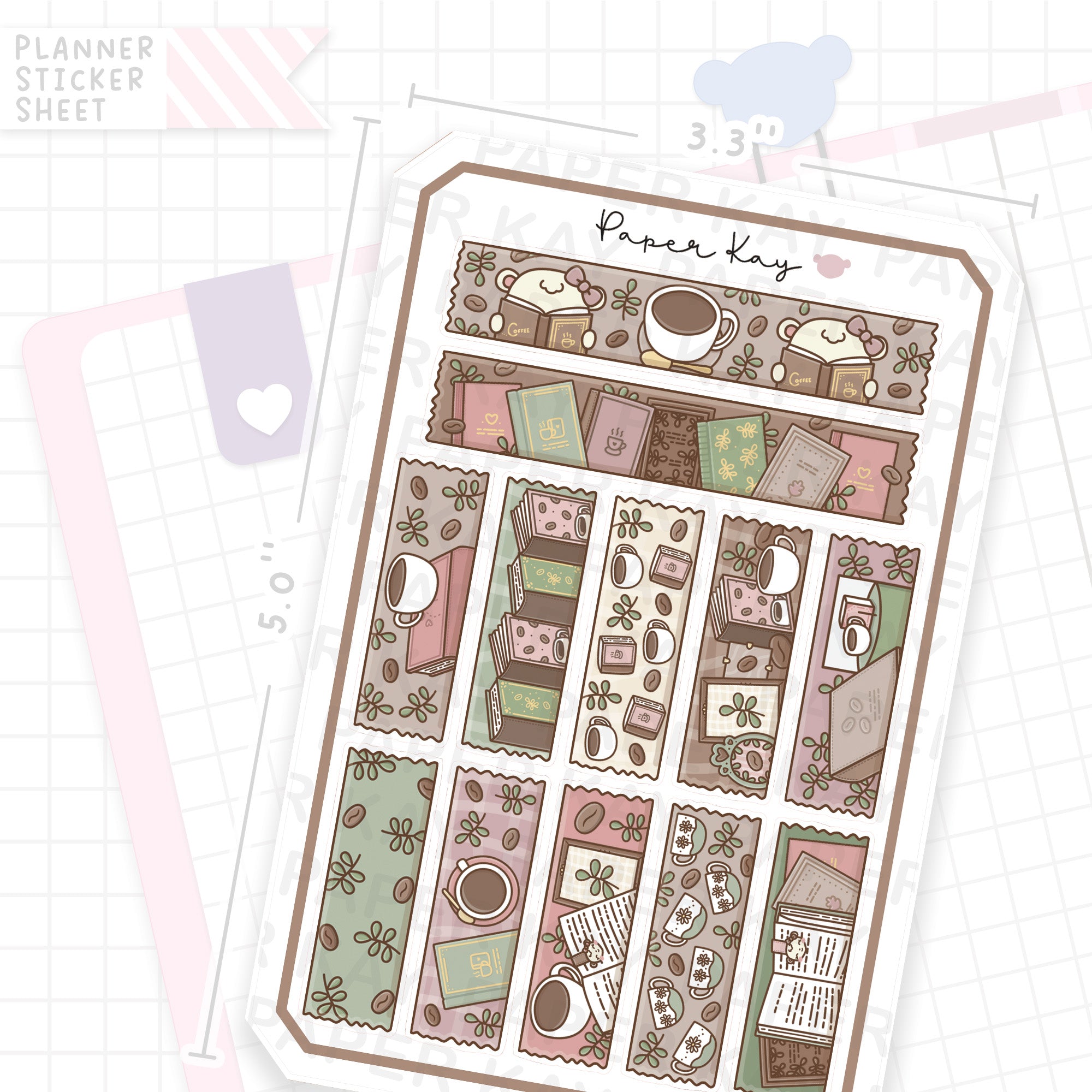 Coffee Books Washi Strip Bujo Deco Stickers
