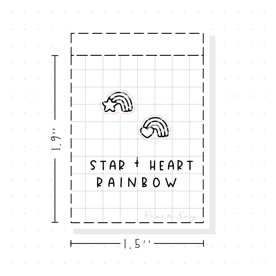 (PM368) Star + Heart Rainbow - Tiny Minimal Icon Stickers