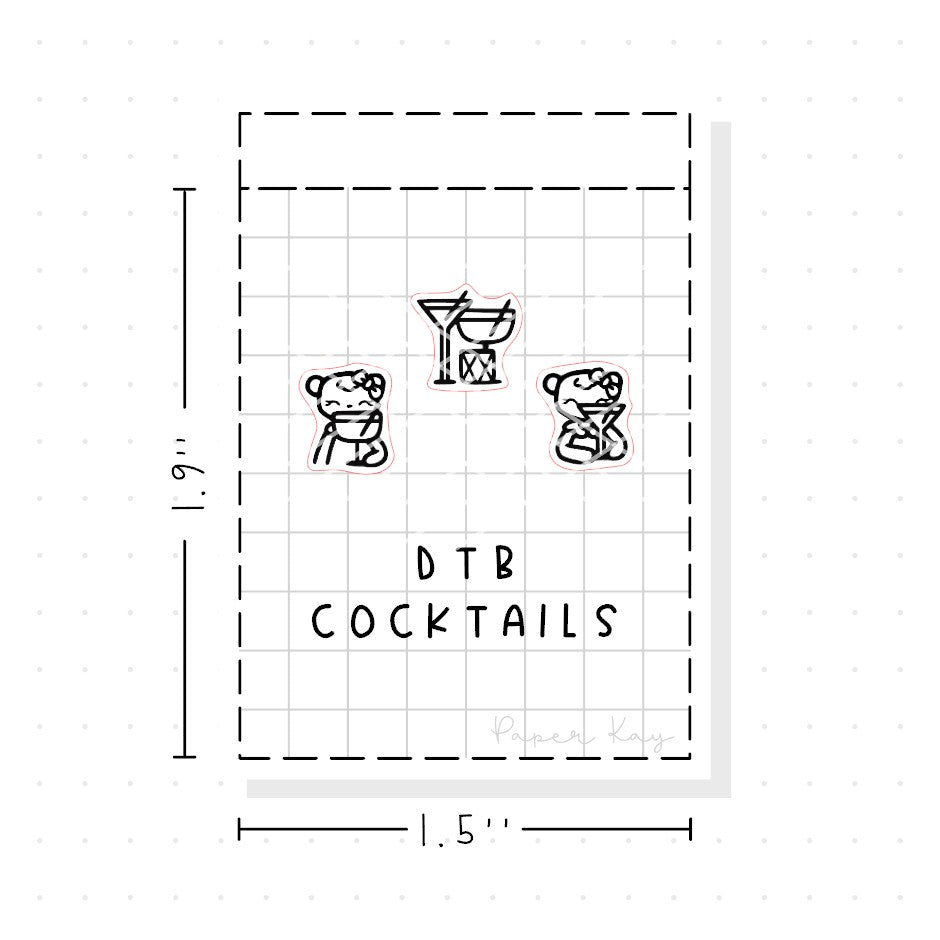(PM370) DTB Drinking Cocktails - Tiny Minimal Icon Stickers