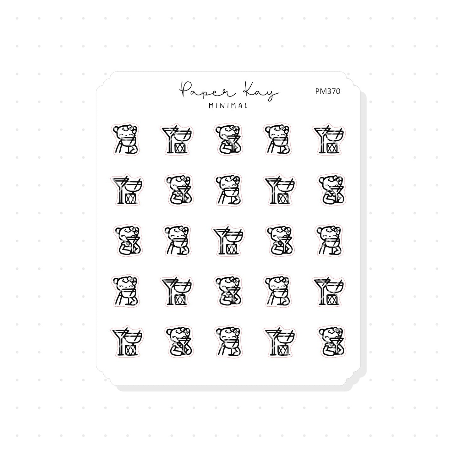 (PM370) DTB Drinking Cocktails - Tiny Minimal Icon Stickers