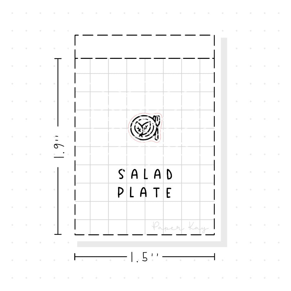 (PM376) Salad Dinner Plate - Tiny Minimal Icon Stickers