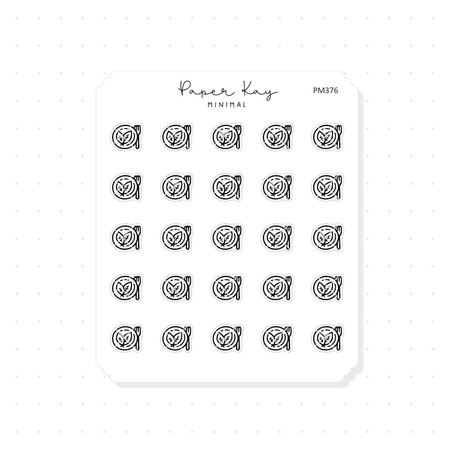 (PM376) Salad Dinner Plate - Tiny Minimal Icon Stickers