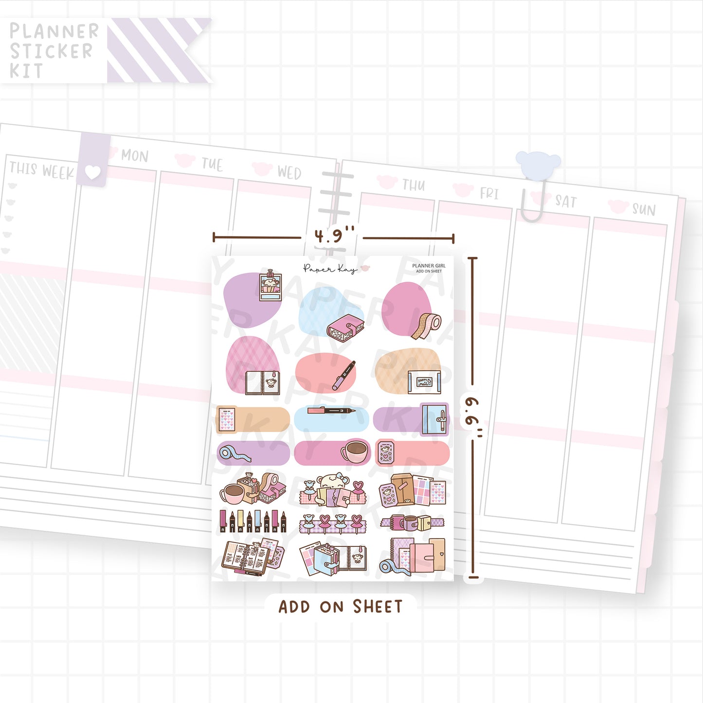 Planner Girl Weekly Vertical Kit Add On Sheet