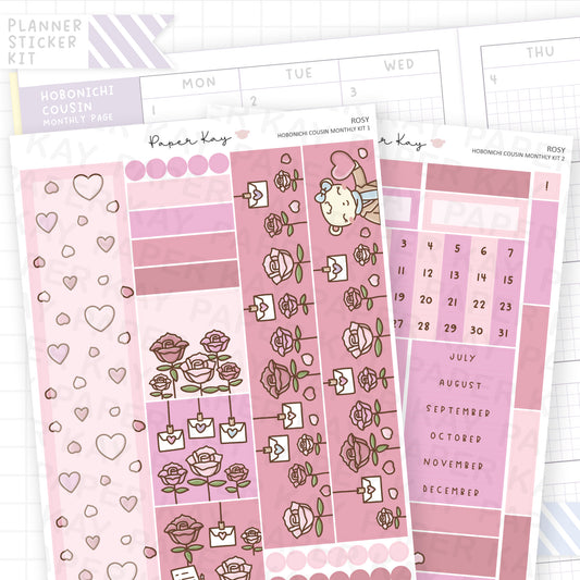 Rosy Hobonichi Cousin Monthly Sticker Kit