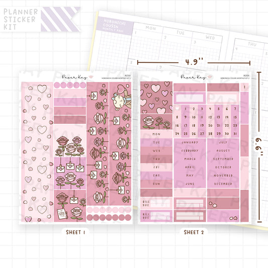Rosy Hobonichi Cousin Monthly Sticker Kit