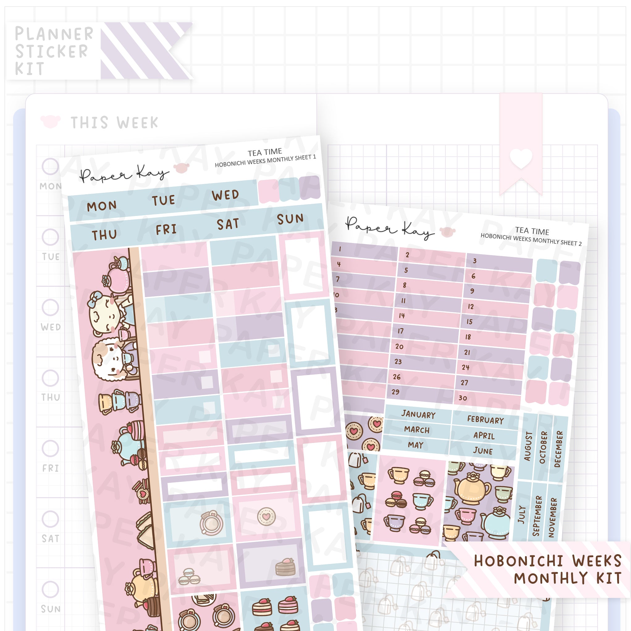 Tea Time Hobonichi Weeks Monthly Sticker Kit