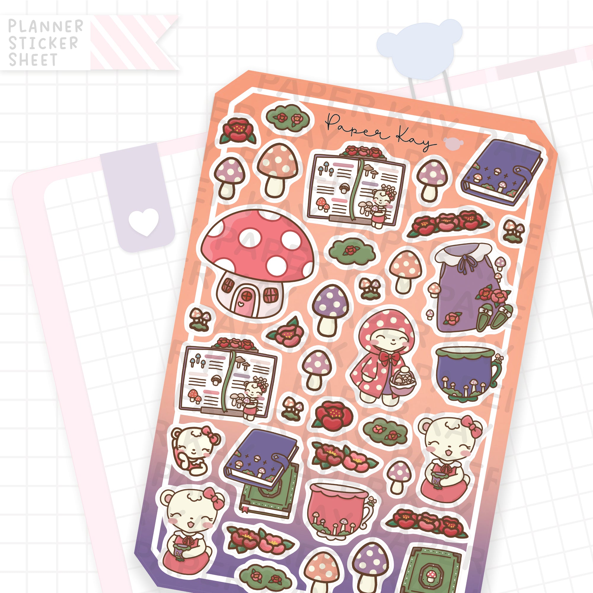Toadstool Dot the Bear Bujo Deco Stickers
