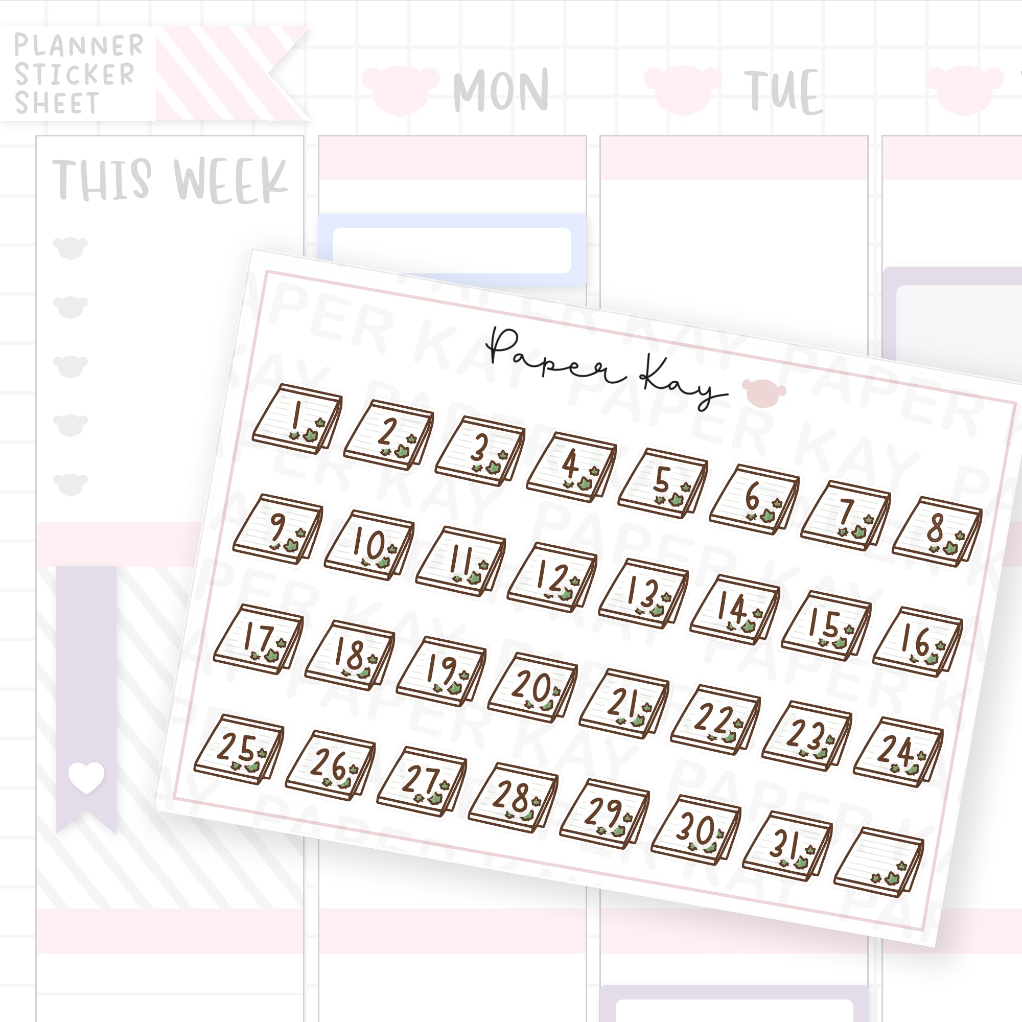 Treehouse Notepad Date Dot Stickers