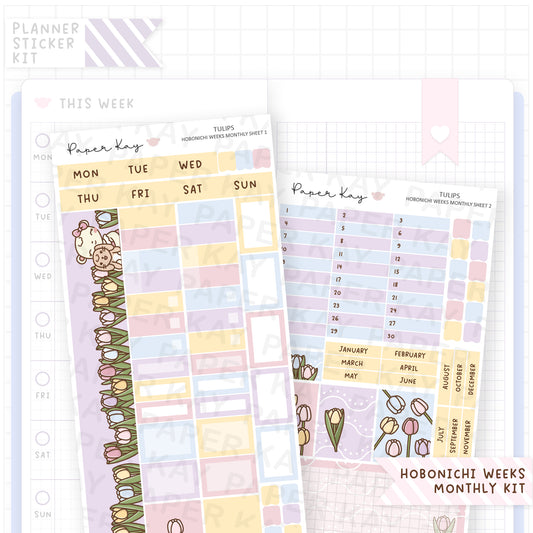 Tulips Hobonichi Weeks Monthly Sticker Kit