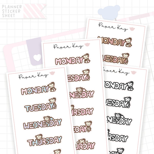 Weekday Bubble Text 01 - Bujo Planner Stickers