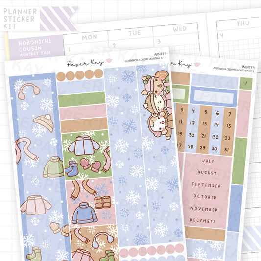 Winter Hobonichi Cousin Monthly Sticker Kit