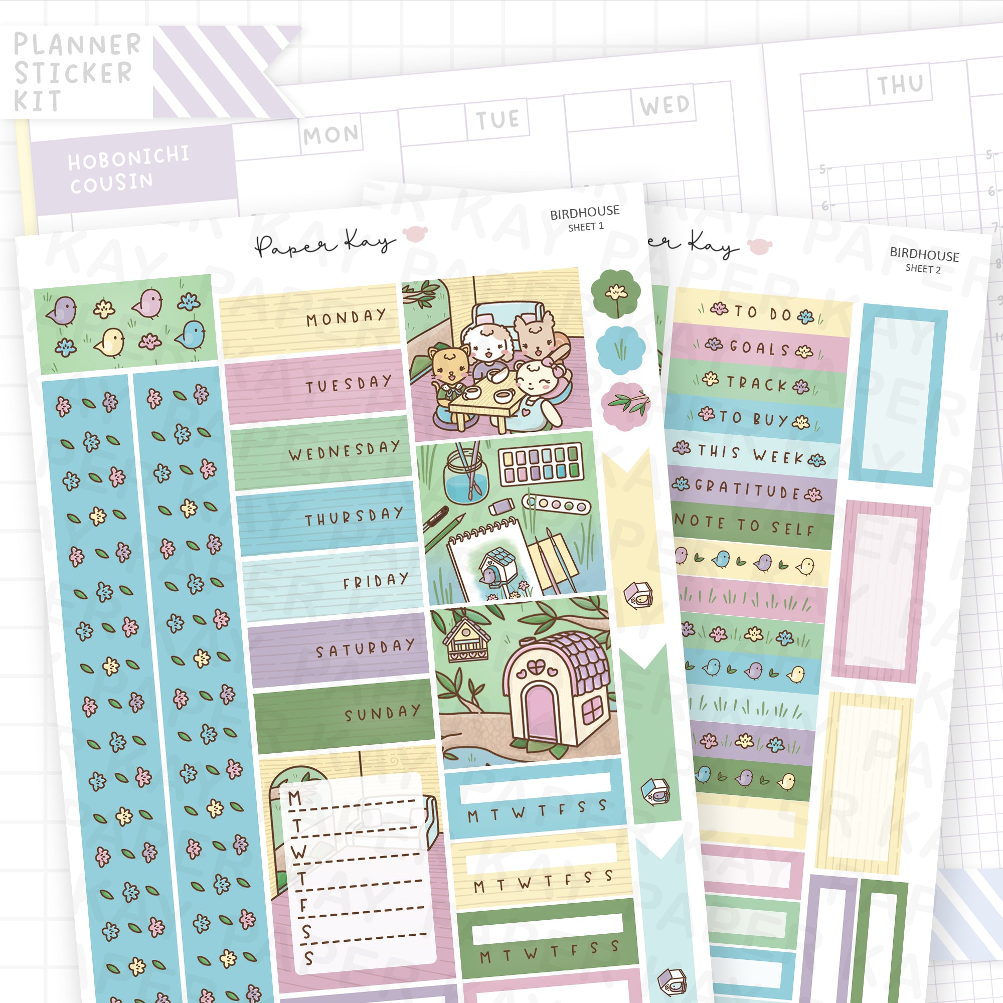 Birdhouse Hobonichi Cousin Sticker Kit