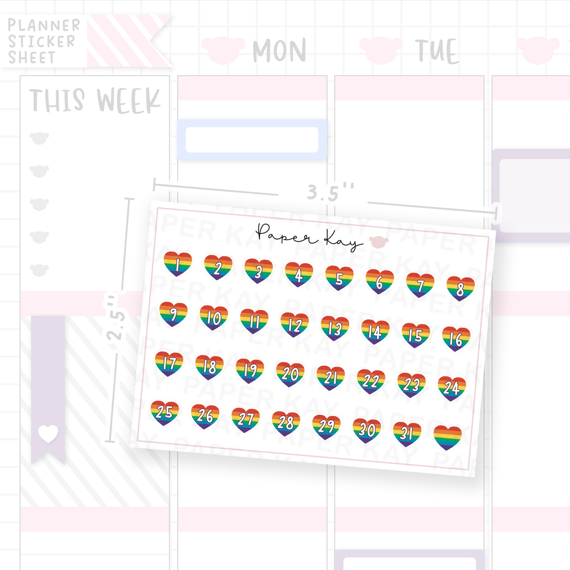 Pride Heart Date Dot Stickers
