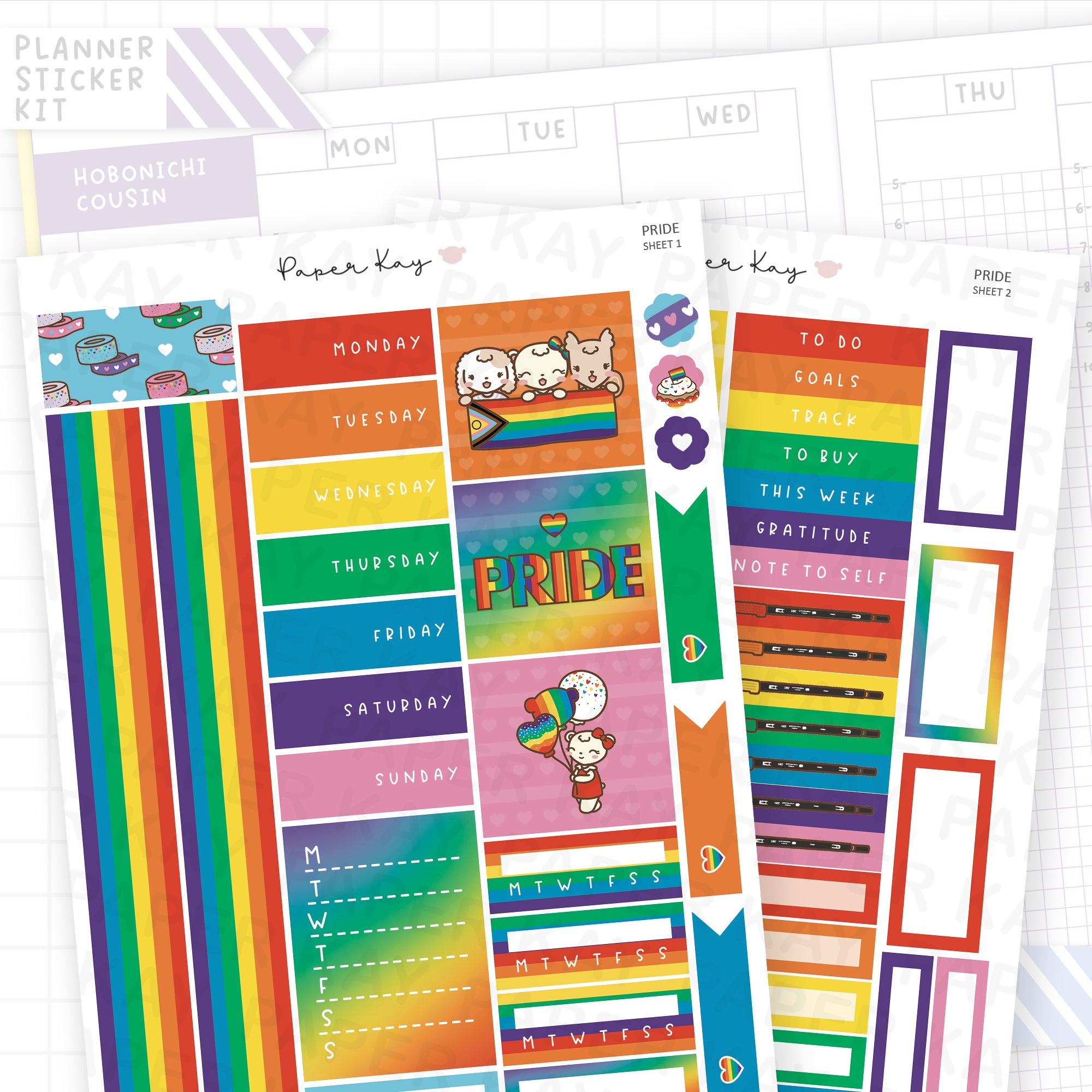 Pride Hobonichi Cousin Sticker Kit