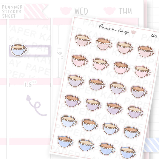 Tea and Coffee Cup Planner Sticker Sheet