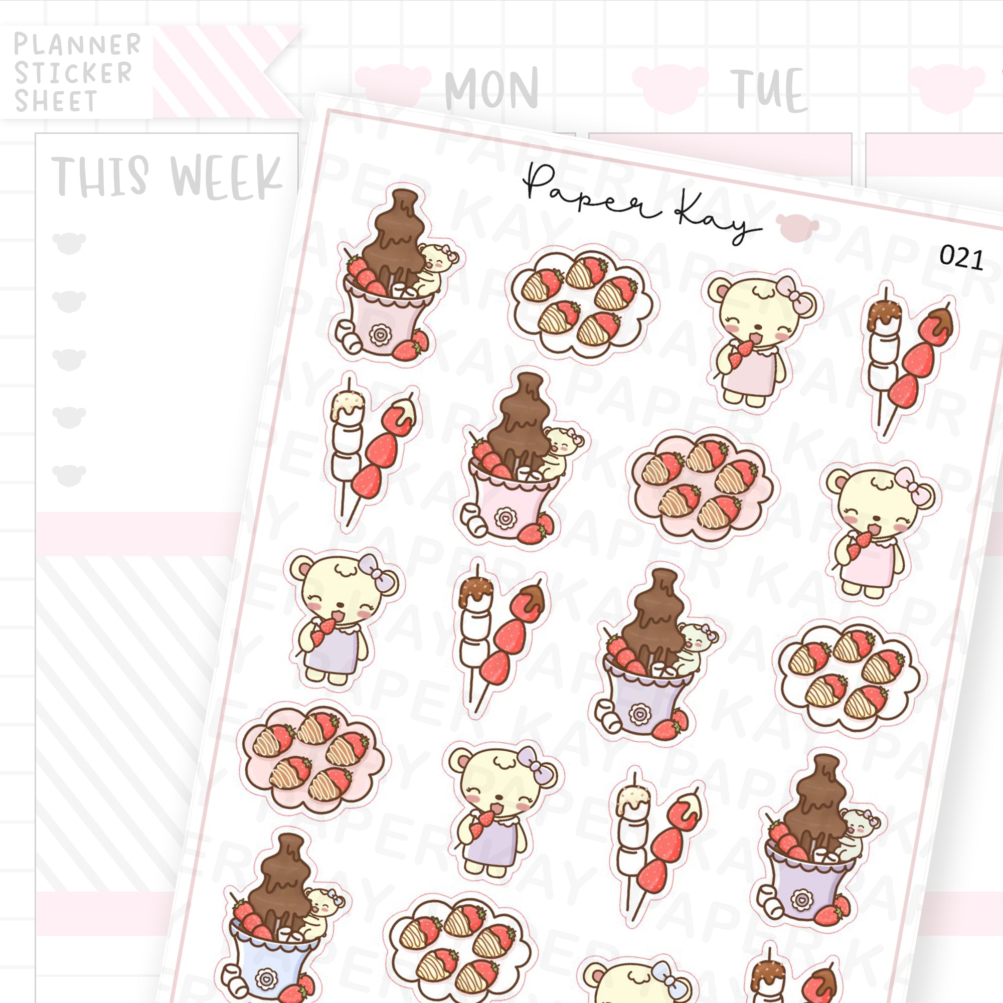 Strawberry Chocolate Fountain Sticker Sheet
