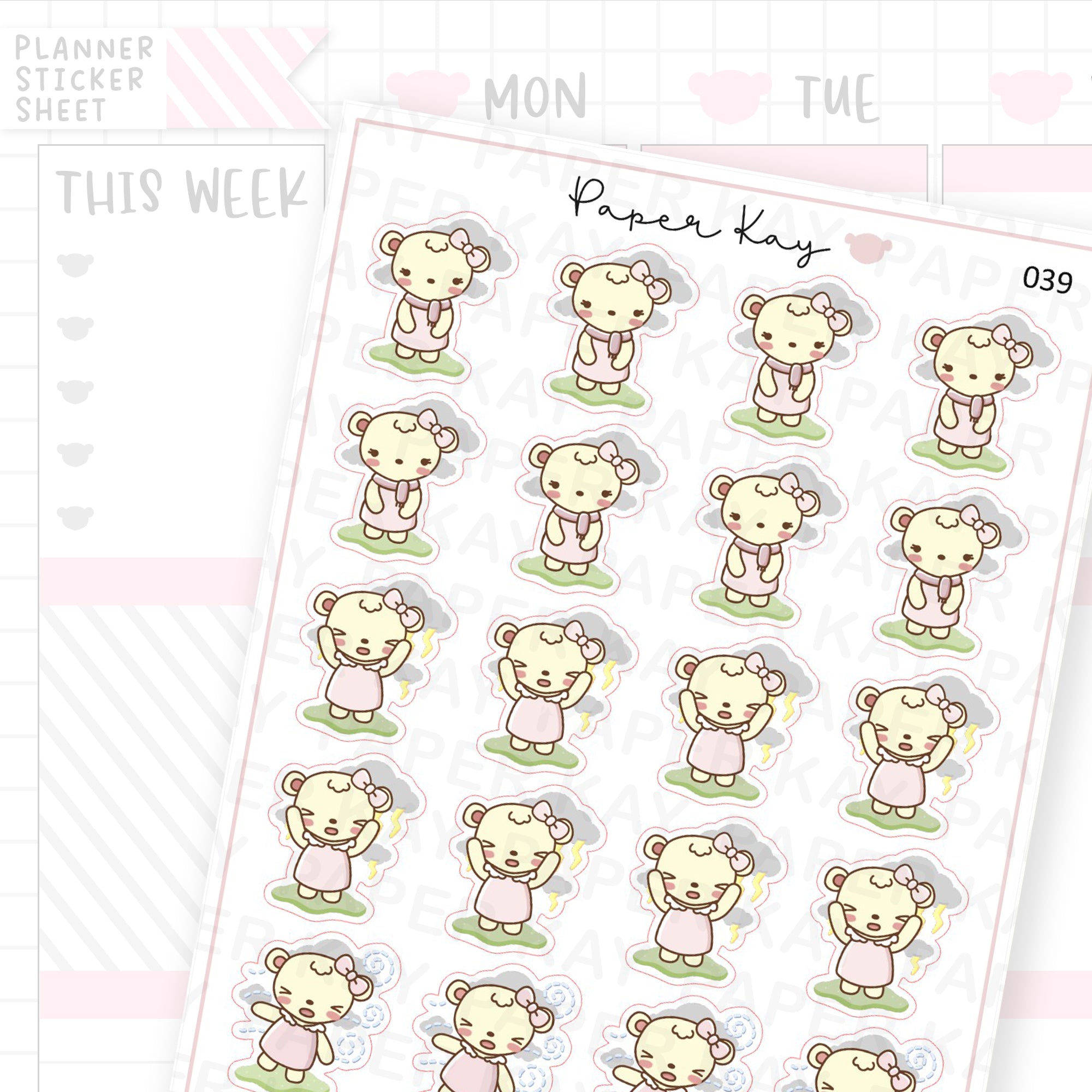 Cloudy / Windy / Thunder Weather Sticker Sheet