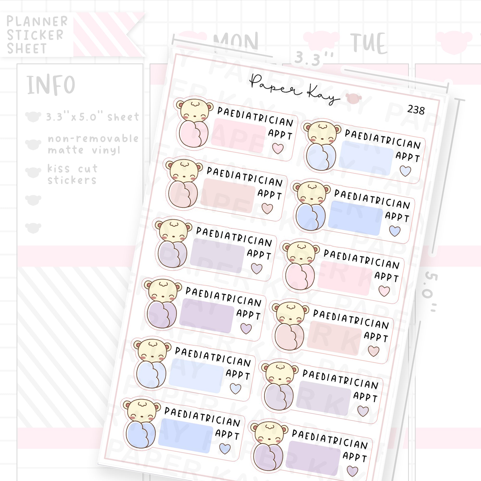 Paediatrician Appointment Box Sticker Sheet