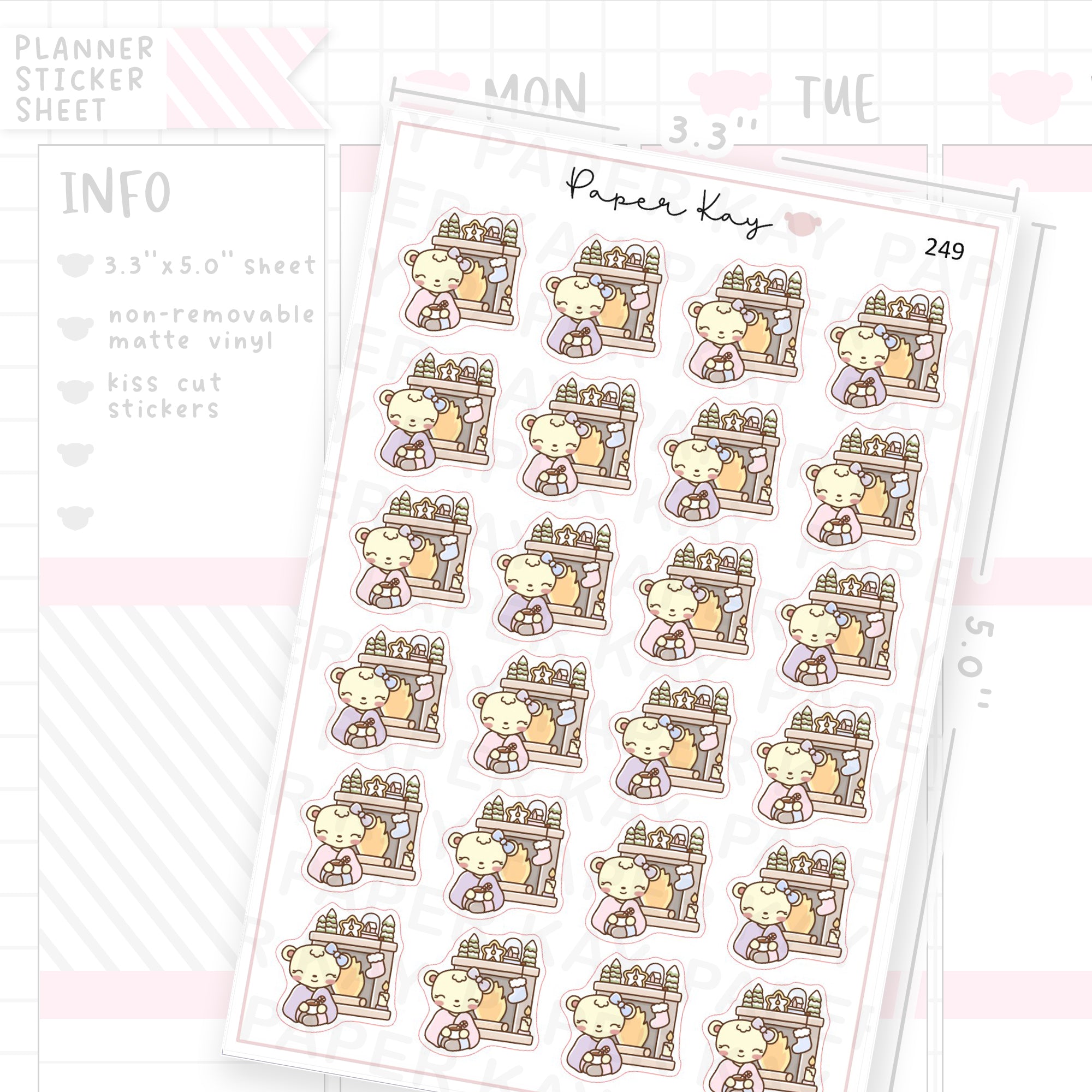 Christmas Fireplace Sticker Sheet