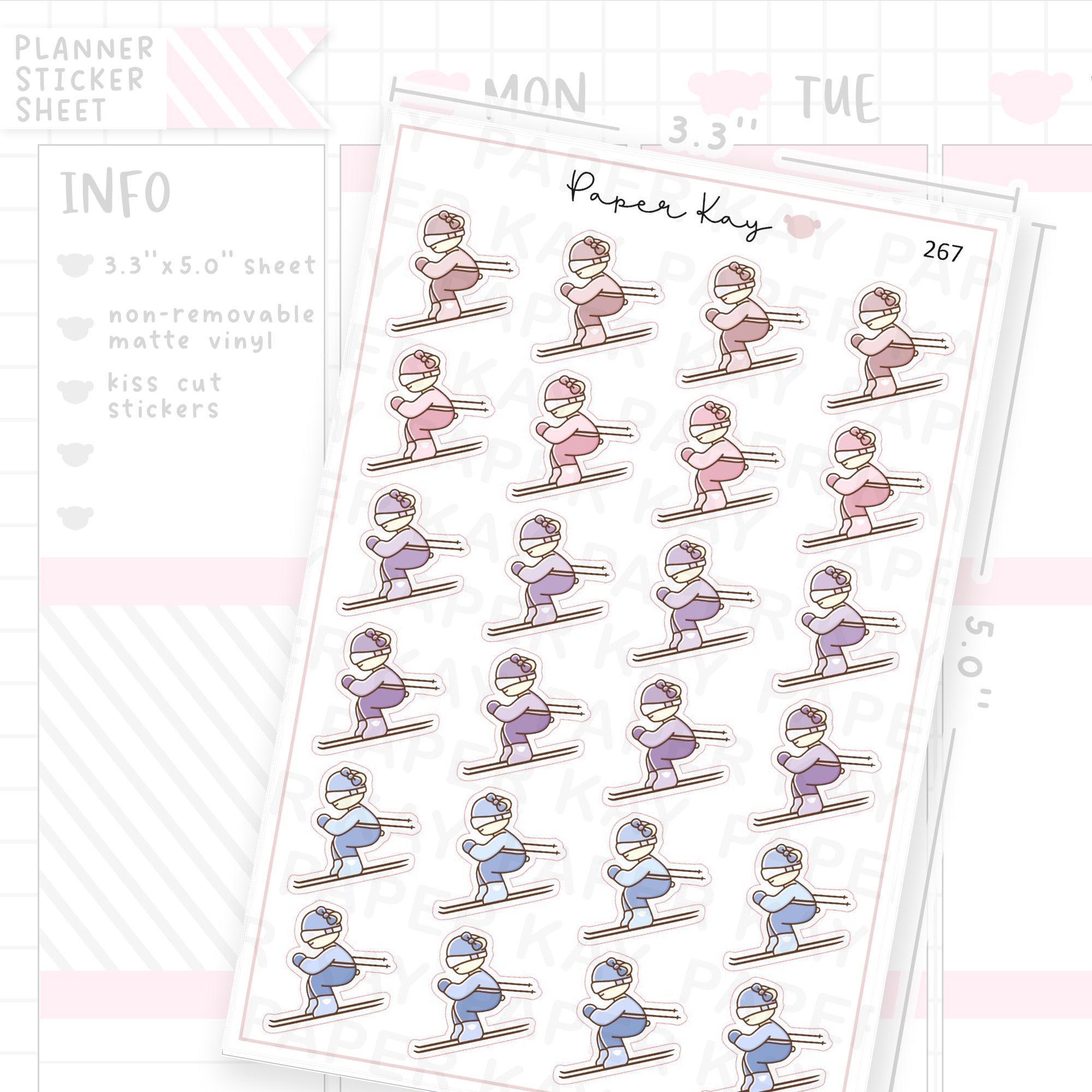 Downhill Skiing Sticker Sheet