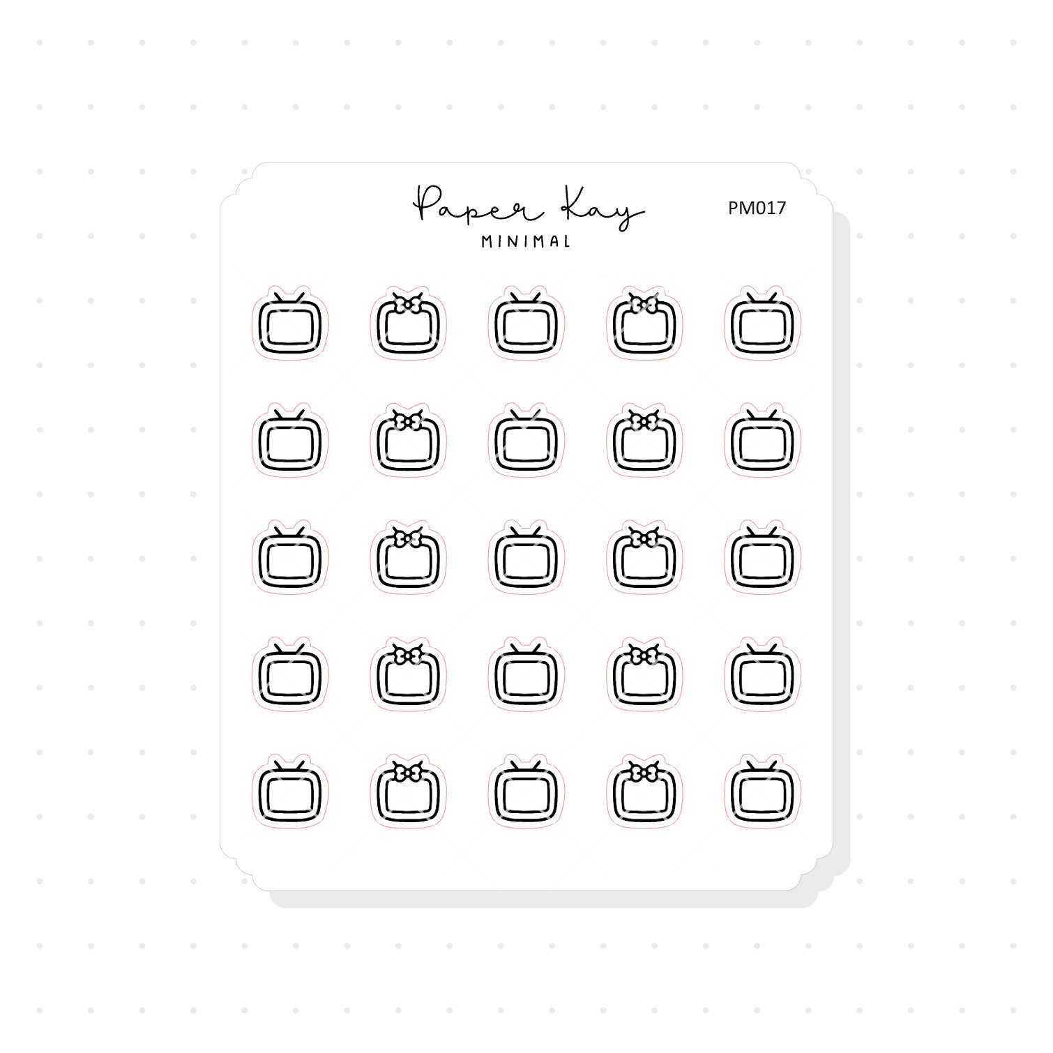 (PM017) Television / TV - Tiny Minimal Icon Stickers