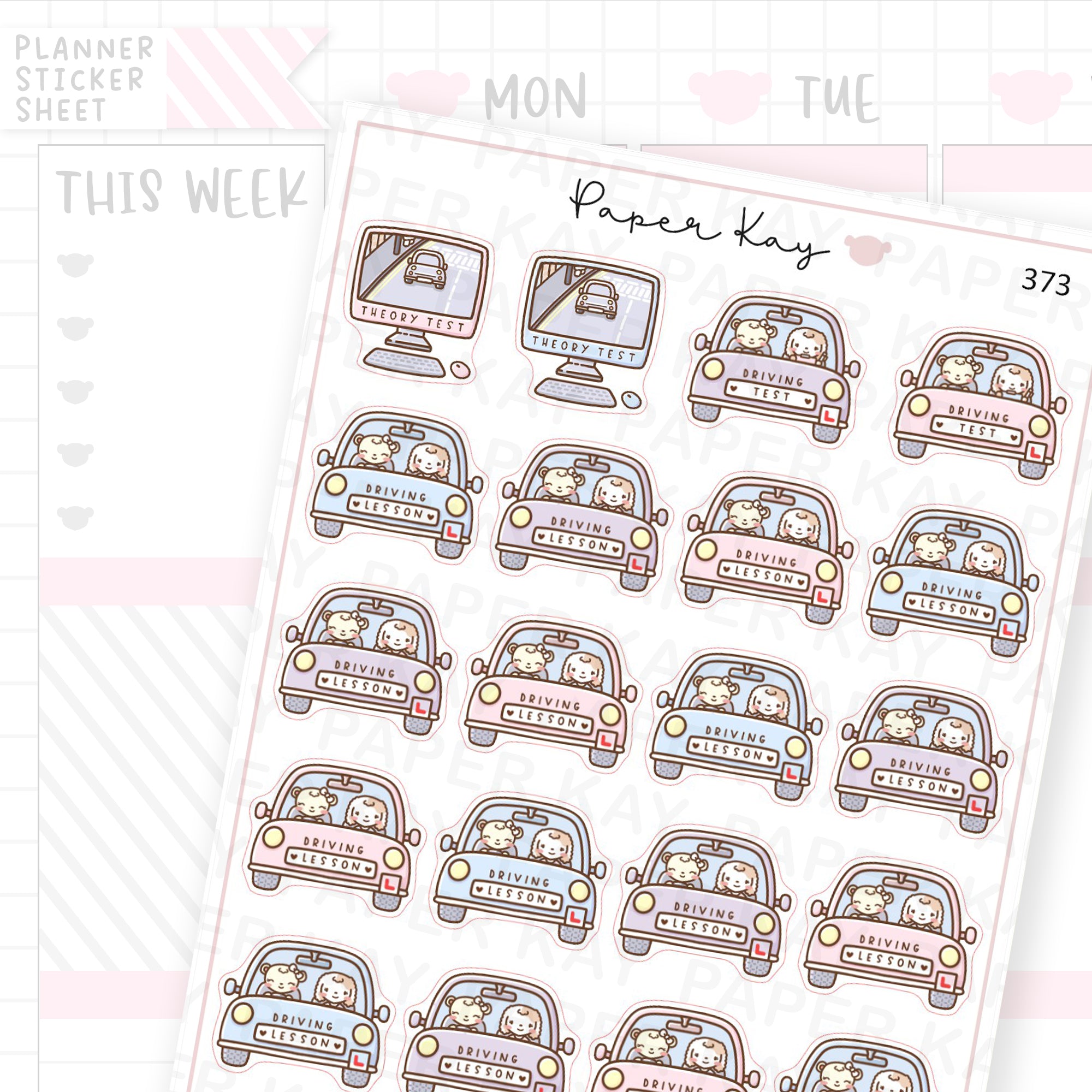 Driving Lesson/Test/Theory Test Sticker Sheet