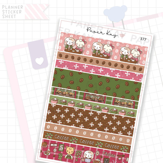Winter Cafe Washi Strip Sticker Sheet