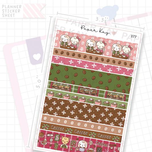 Winter Cafe Washi Strip Sticker Sheet