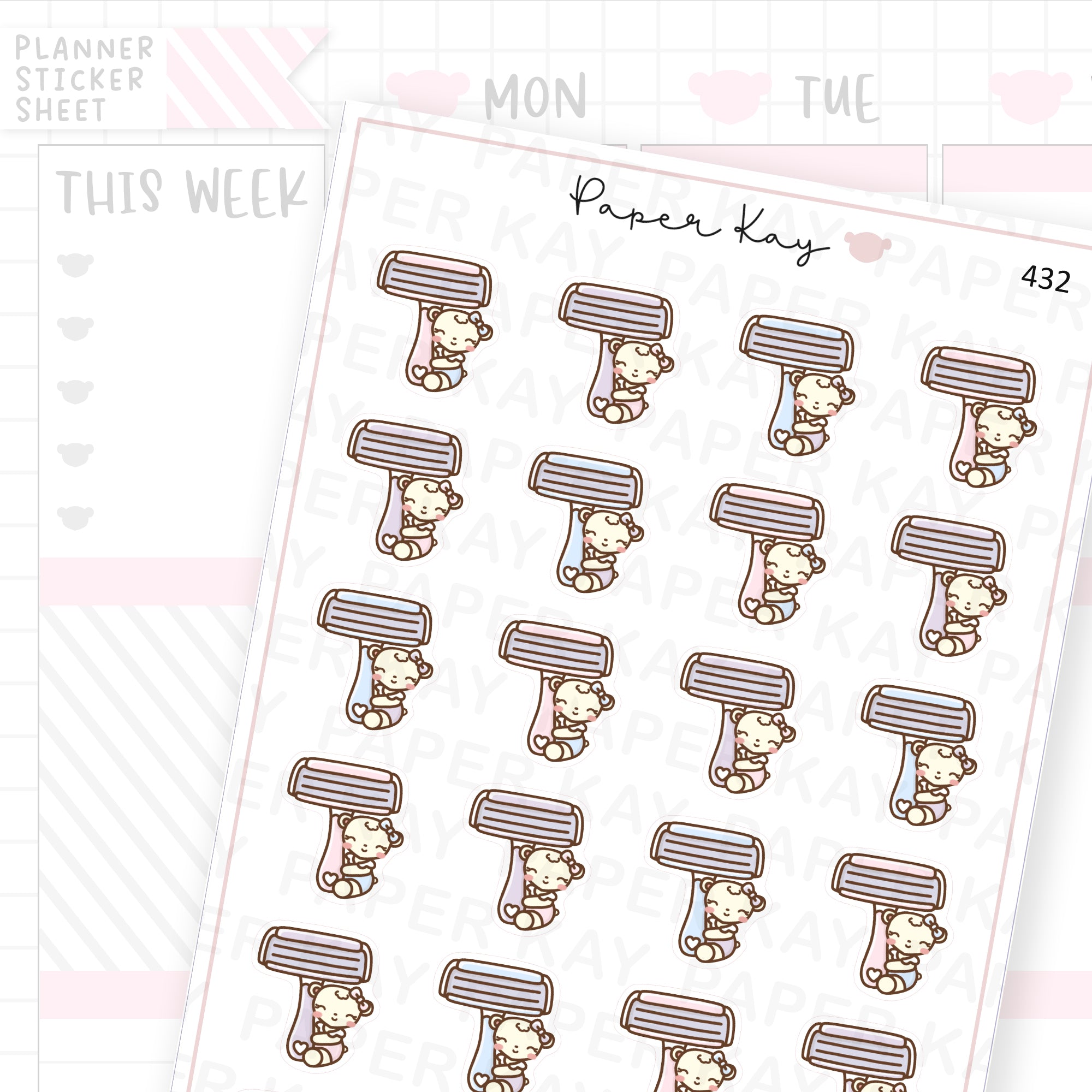 Shaving Razor Sticker Sheet