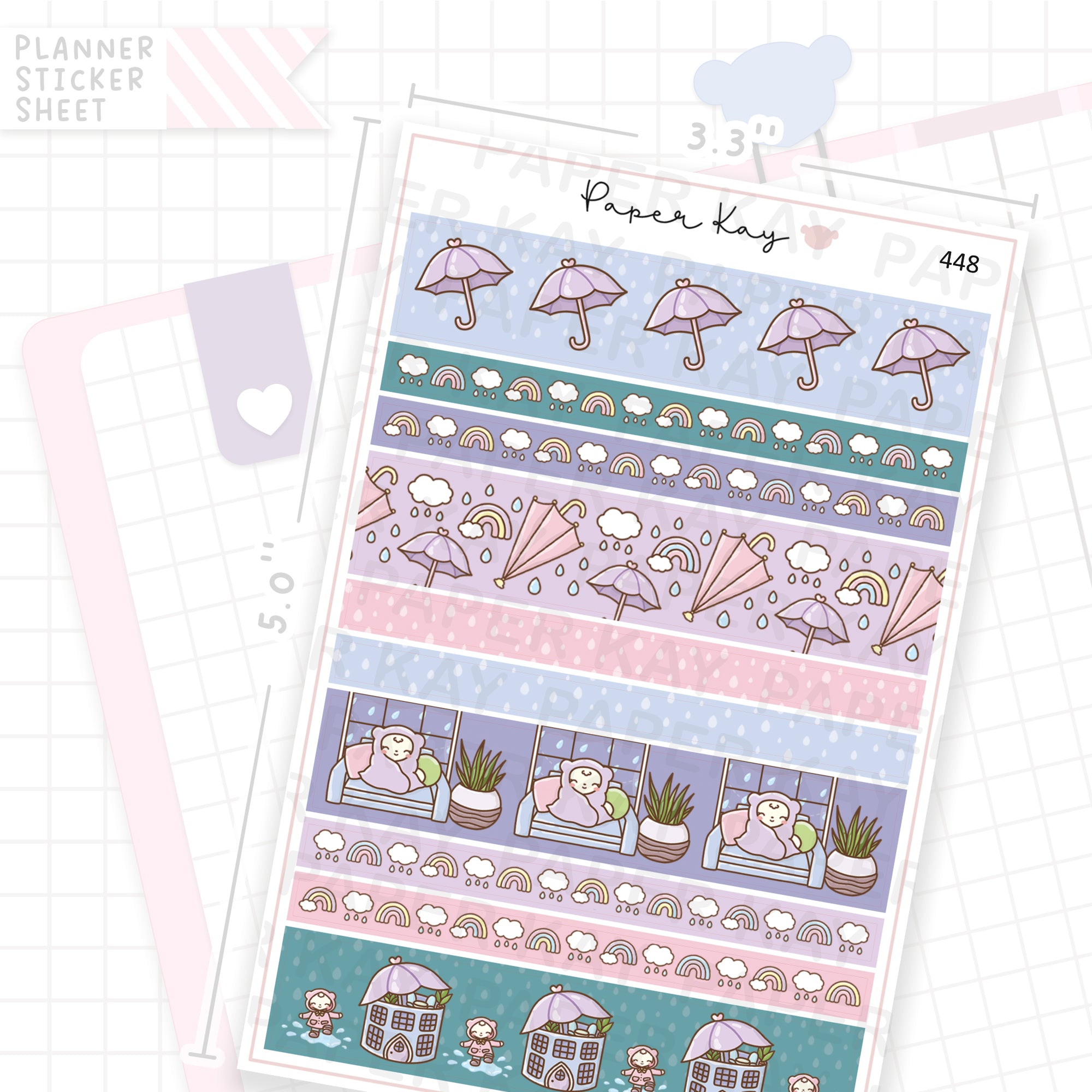 Raindrops Washi Strip Sticker Sheet