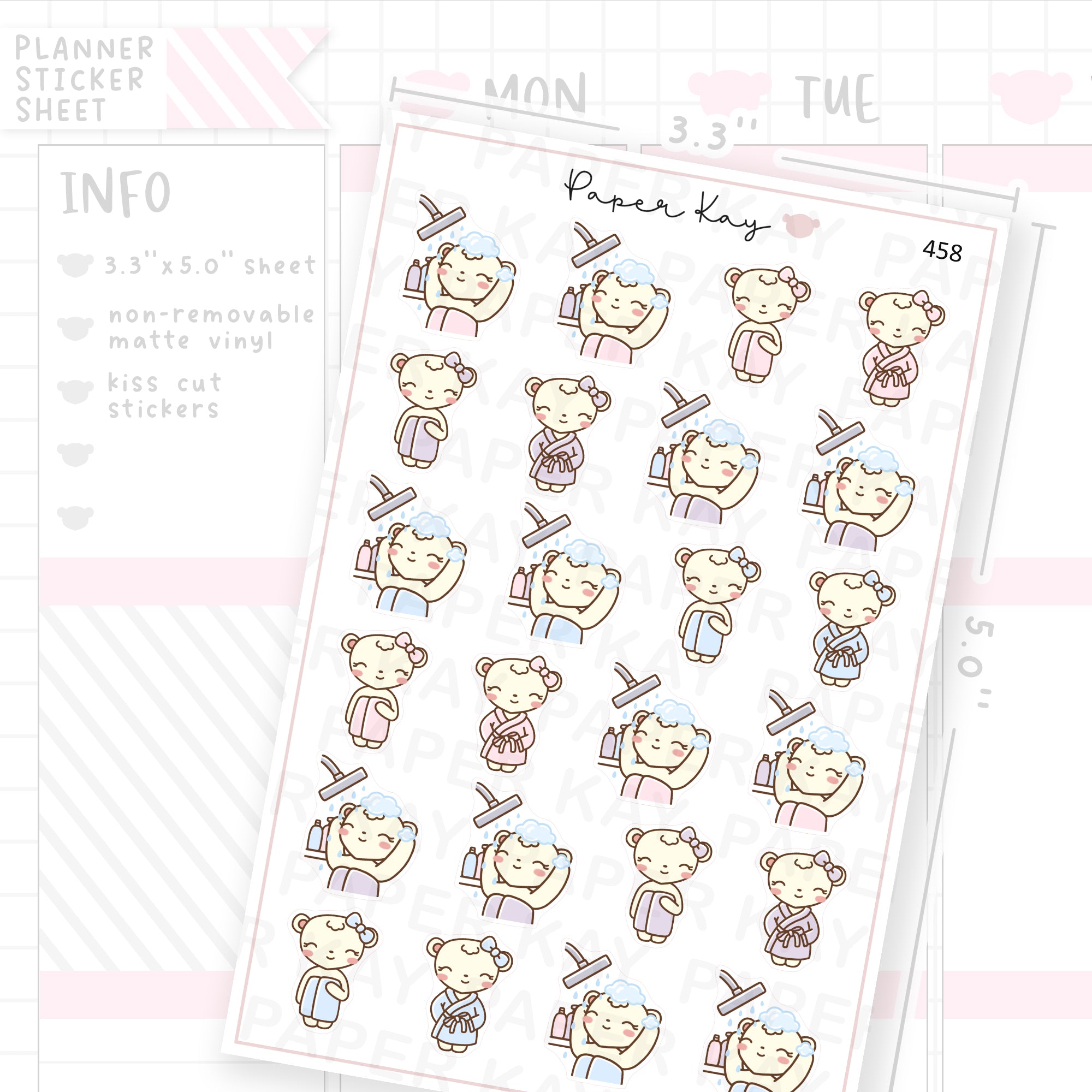 Showering/Washing Hair Sticker Sheet