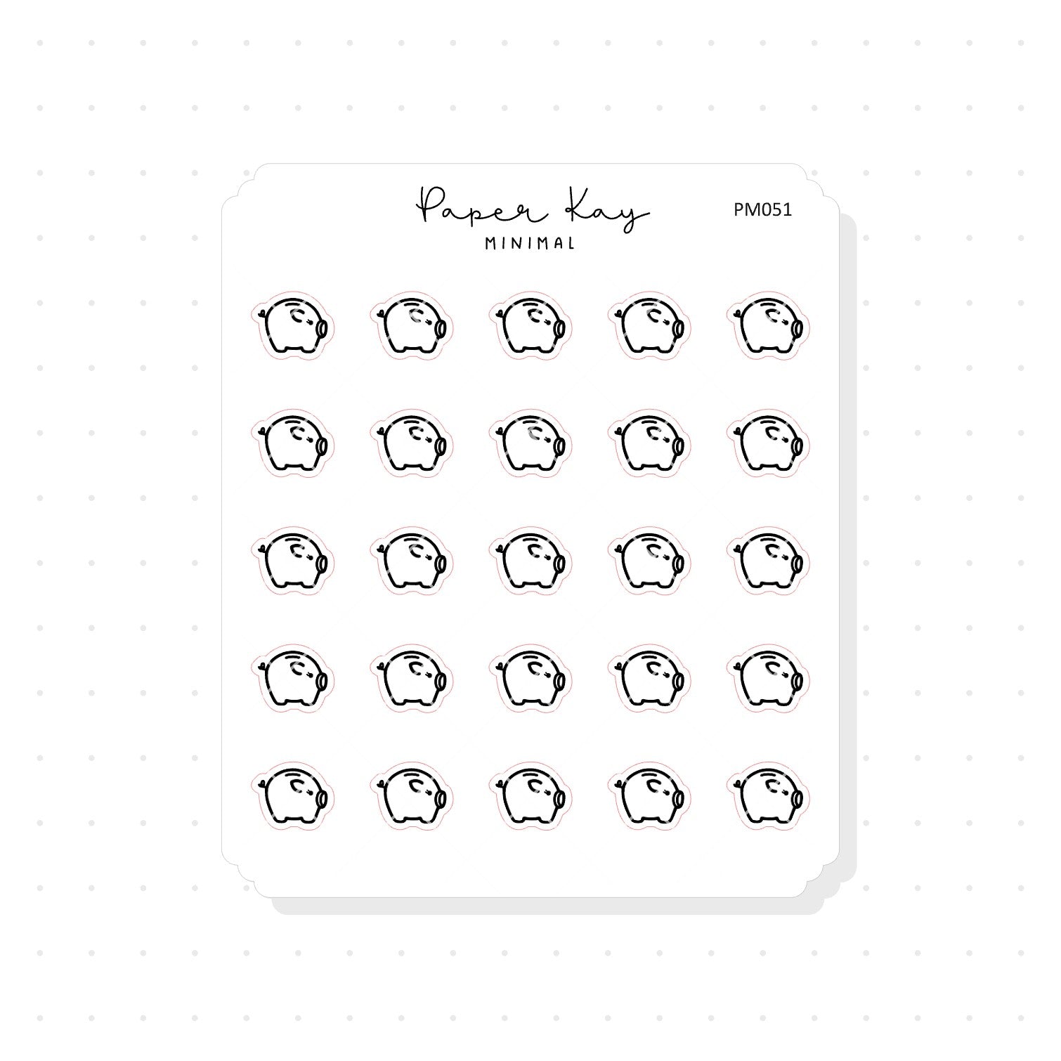 (PM051) Piggy Bank / Saving Money - Tiny Minimal Icon Stickers