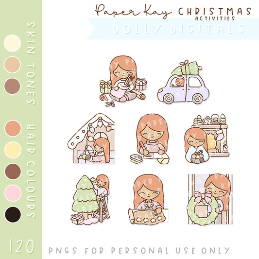 Christmas Activities Dolly Digital PNGs (DD004)