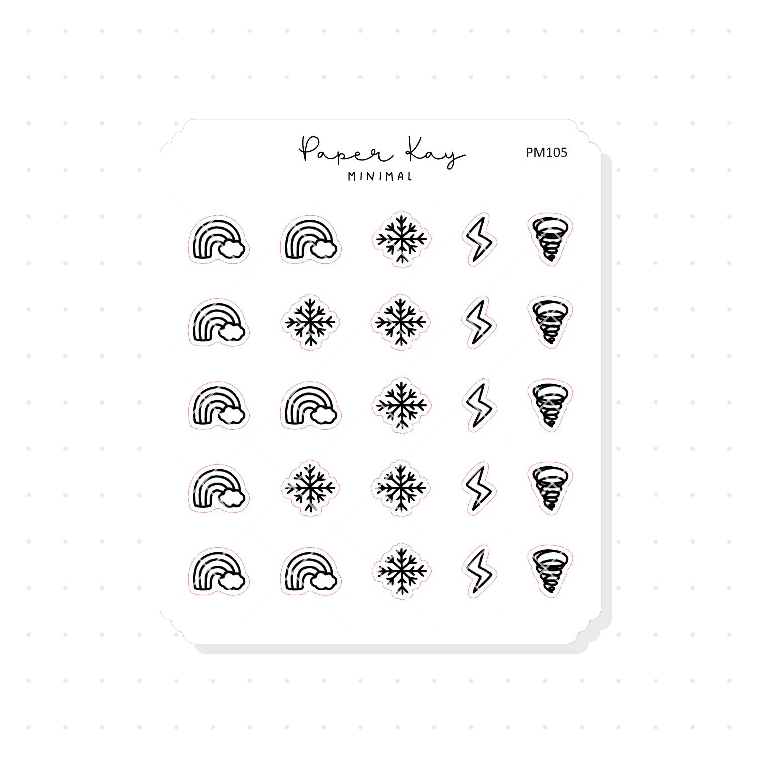 (PM105) Weather 02 - Tiny Minimal Icon Stickers