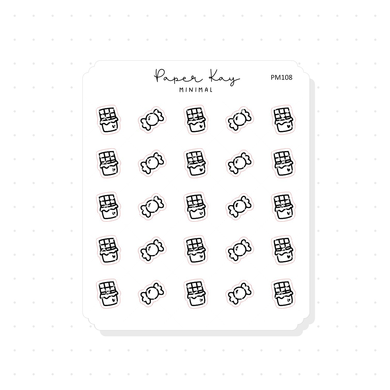 (PM108) Confectionery - Tiny Minimal Icon Stickers