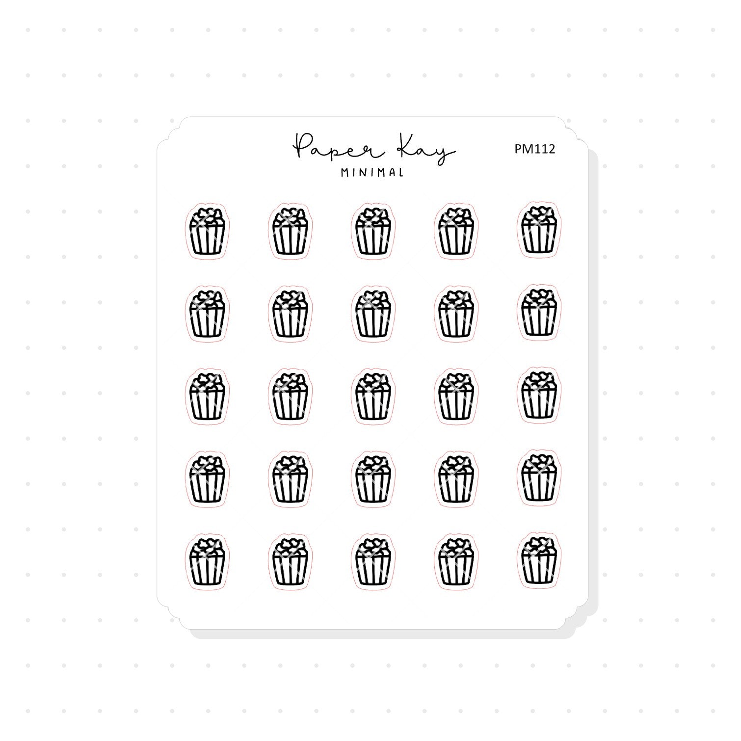 (PM112) Popcorn - Tiny Minimal Icon Stickers