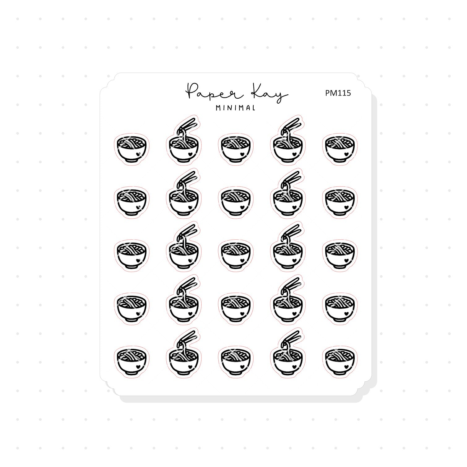 (PM115) Noodles/Ramen - Tiny Minimal Icon Stickers